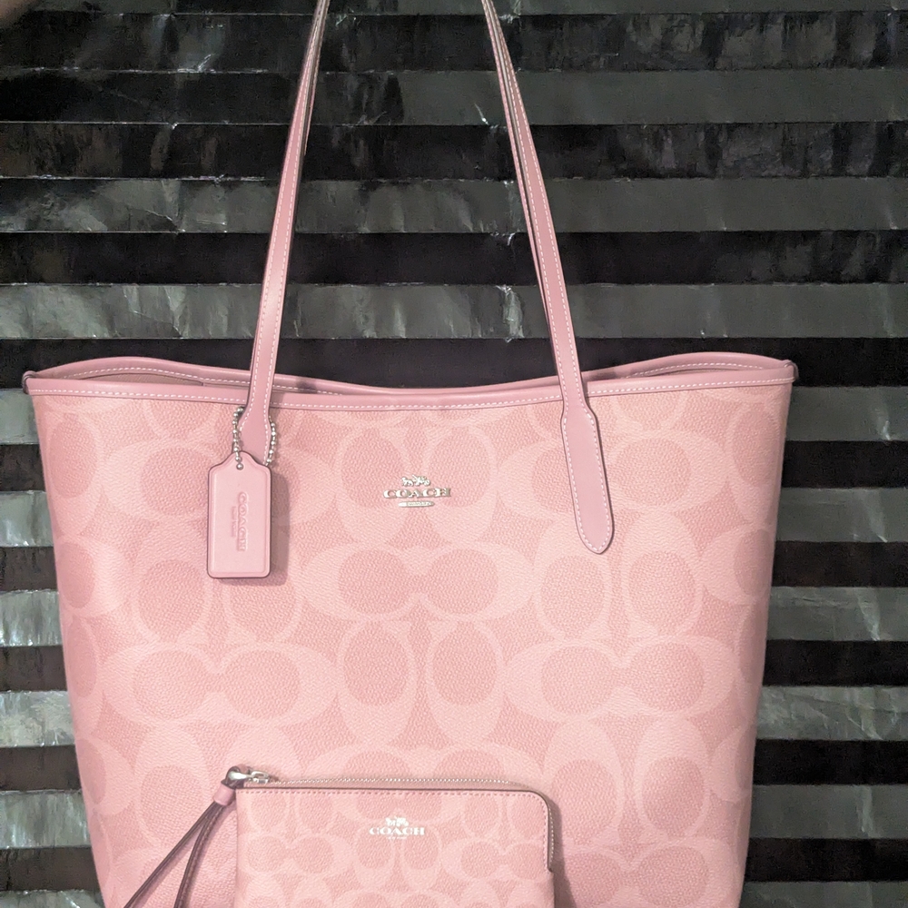 Coach Pink Tote and Pouch Set